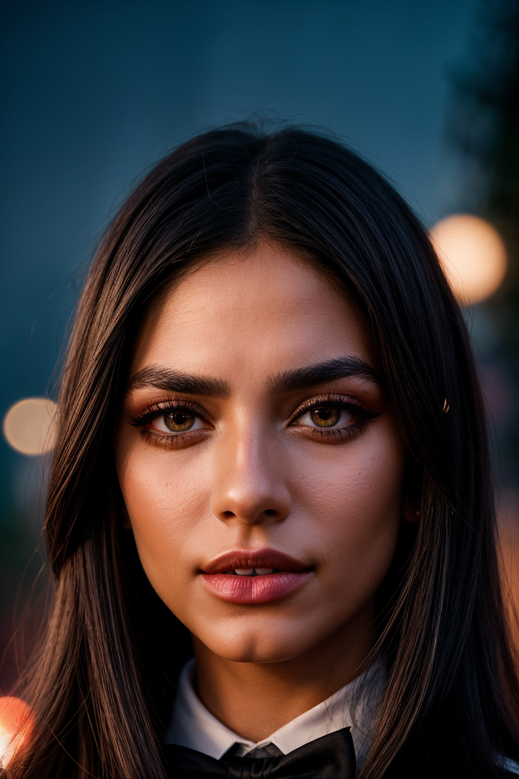 [number]-329712131-photo of (EPHud43lmuft1_0.99), closeup portrait, perfect hair, (modern photo, High-neck blouse with a bow tie and flutter sleeve.png